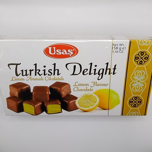 Turkish delight med citron smag og chokolade overtræk