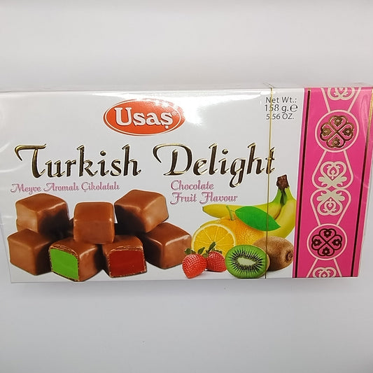 Turkish delight med frugtsmag og chokolade overtræk